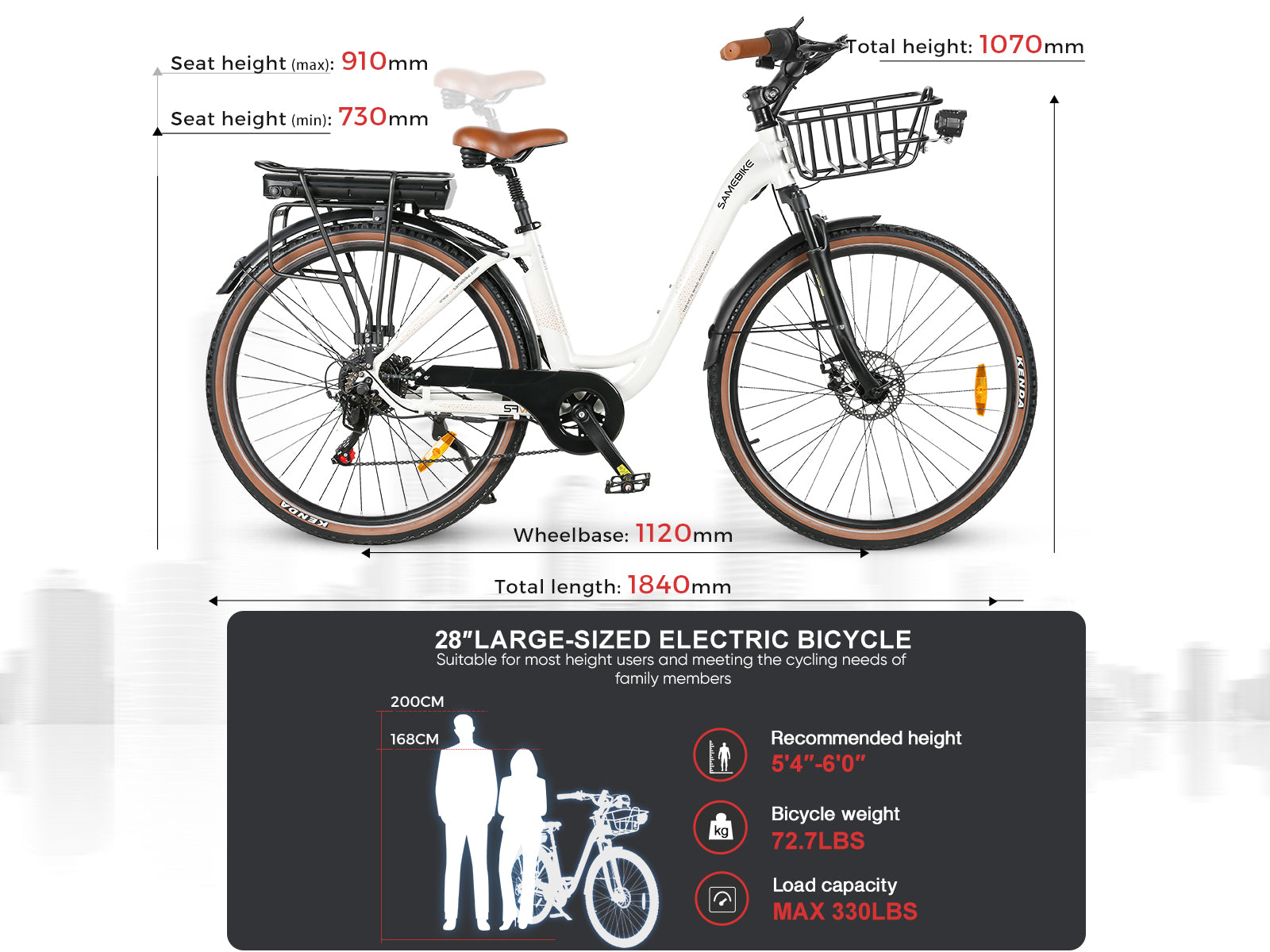 RS-A07 Kraftfull stadens fritid elcykel