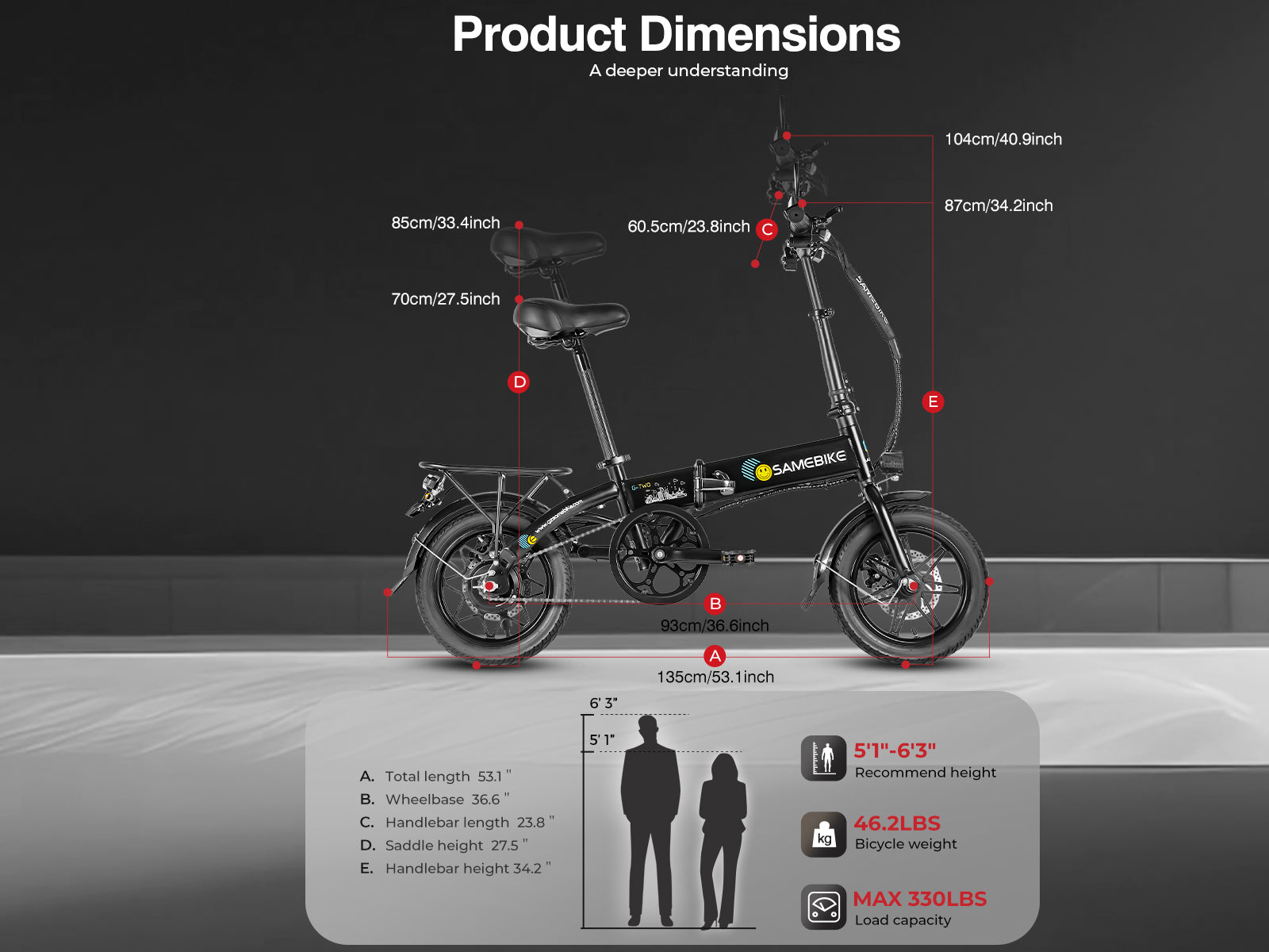 YINYU14 Bicicleta Eléctrica Portátil para Pendulares